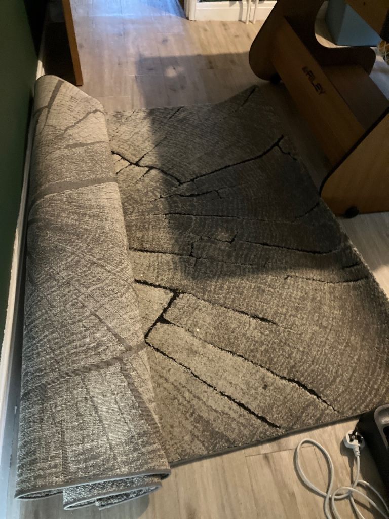 Grey Tree Trunk Design Rug – Good Condition
