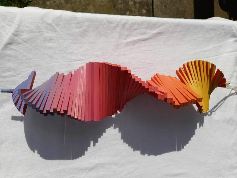 Rainbow wooden rotating hanging garden ornament