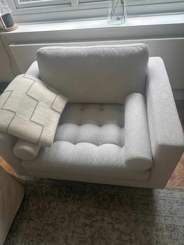 Comfy Light Cream Fabric Armchair - Perfect Condition