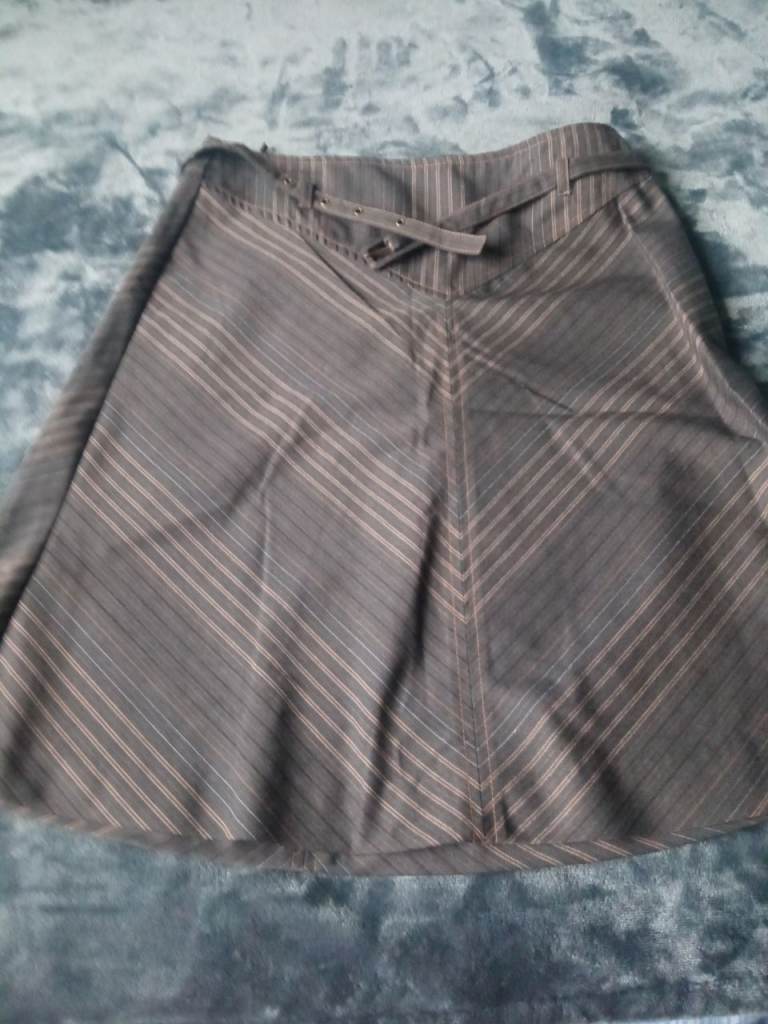 Women's Brown A-Line Skirt with Stripes