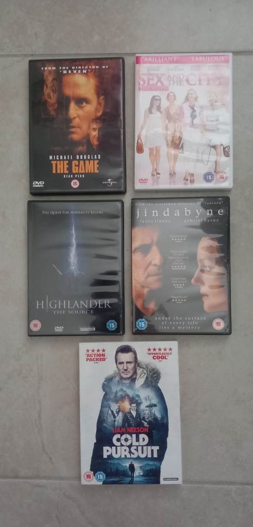 5x DVD Cert 15 Film Bundle – The Game, Sex and the City, Cold Pursuit & More