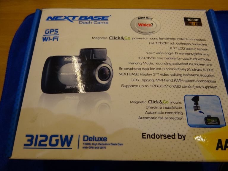 NextBase 312GW Deluxe GPS Wifi Full 1080p High Definition Dash Cam Excellent condition ready to fit
