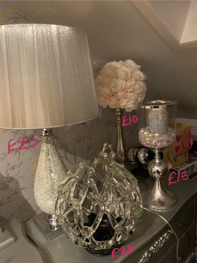 Ornaments vases flowers glass diamanté bling candle holder 