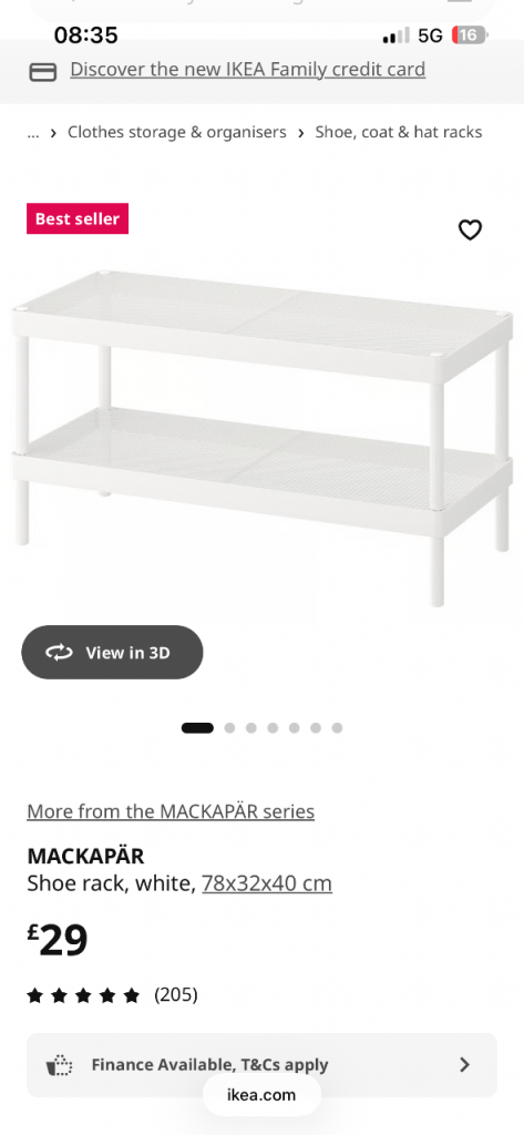 IKEA MACKAPÄR Shoe Rack - White, New