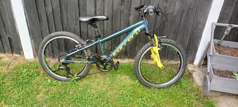 Carrera Kids Mountain Bike - Blue Frame, Yellow Suspension
