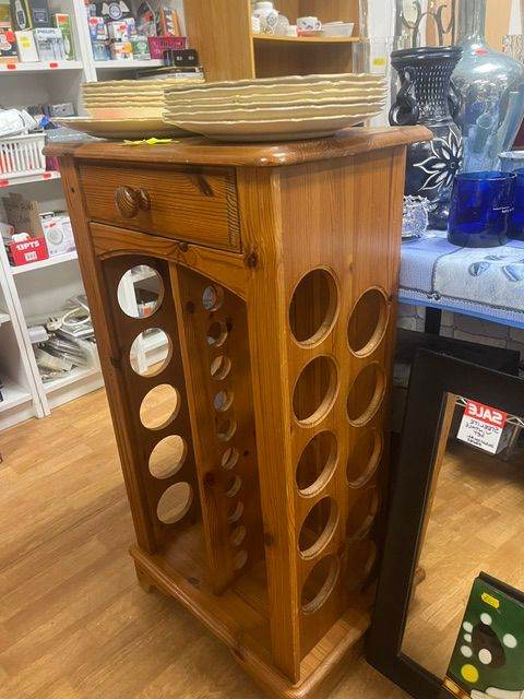 Great Looking Vintage Wooden Wine Rack Cabinet with Drawer 