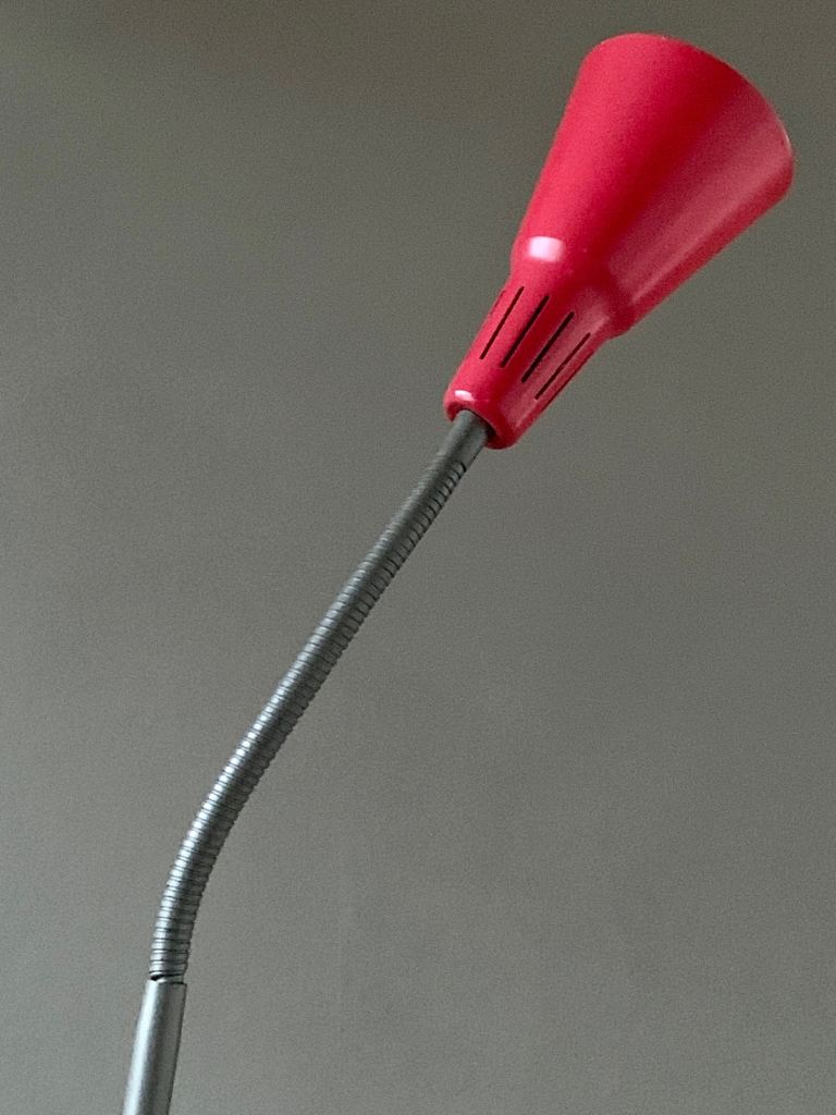 Vintage Retro Red & Bronze Swan Neck Standard Reading Lamp Light 1980s