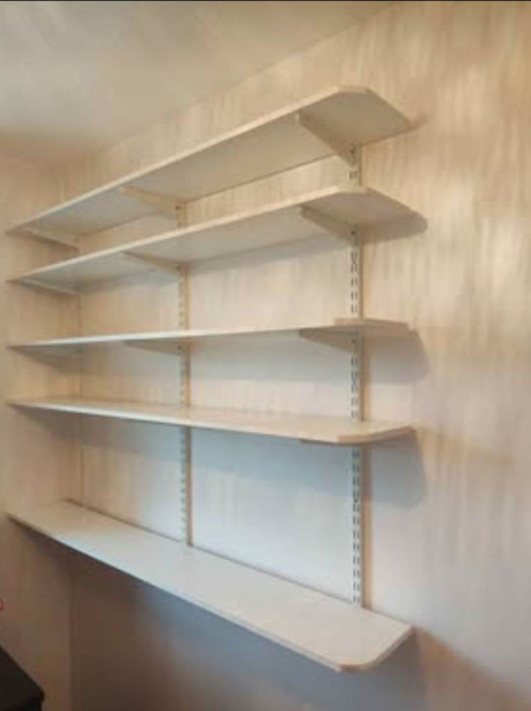 Wall twin slot shelving system
