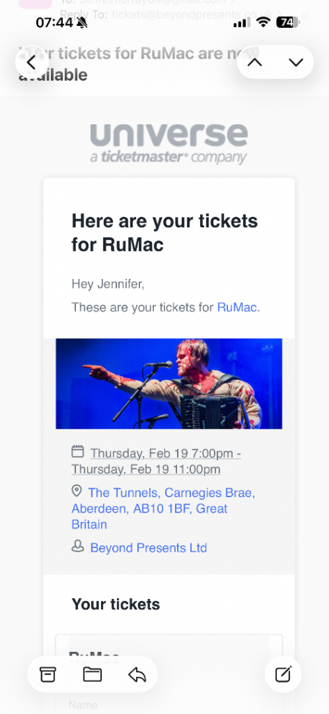 Rumac tickets x2