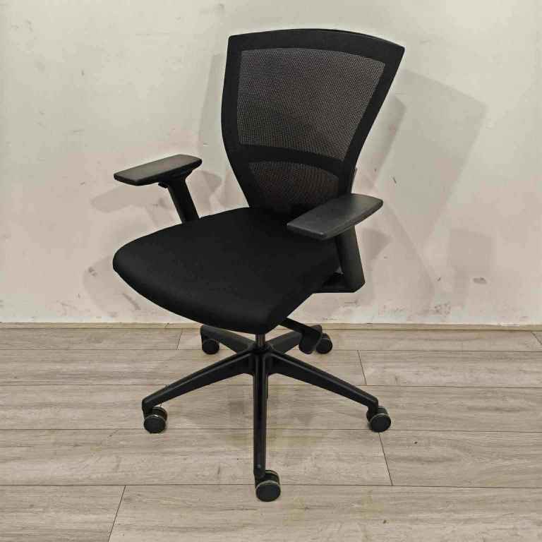 Bestuhl Operator Chair, Adjustable, Black Mesh / Fabric, Black Swivel Base