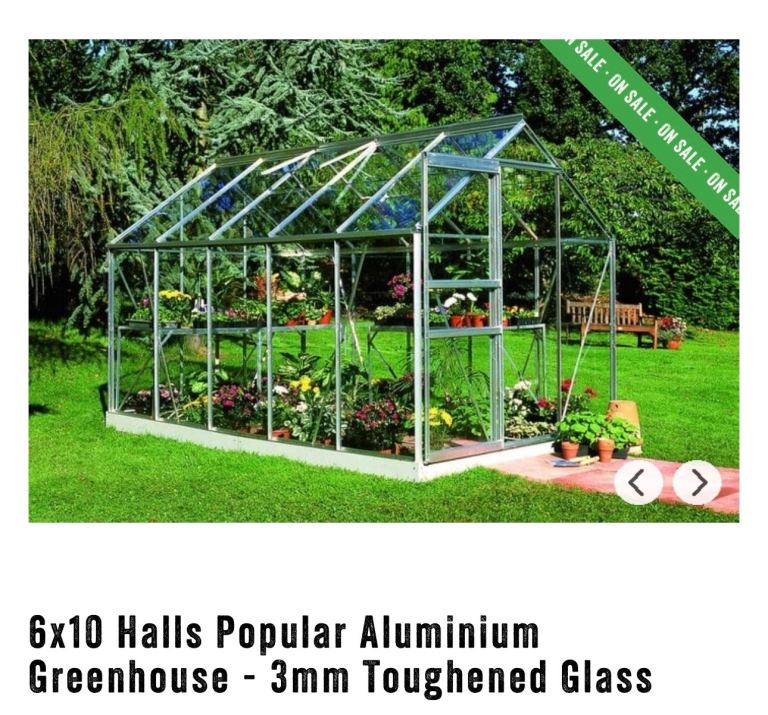 Toughened glass greenhouse 6x10ft