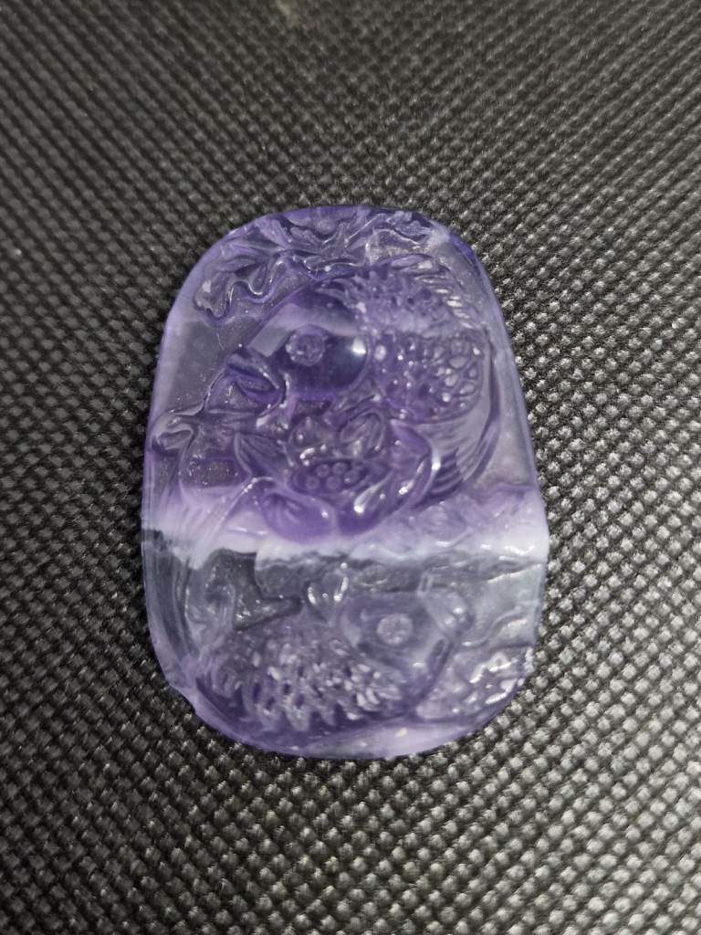 Lavender Fluorite Carved Koi Fish Flat Gemstone Crystal - 5cm Approx