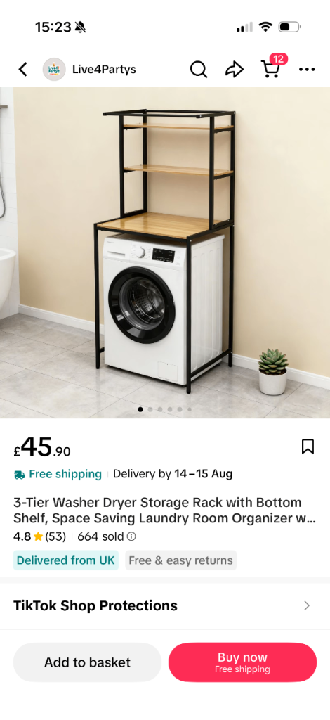 New 3-Tier Washer Dryer Storage Rack with Shelf