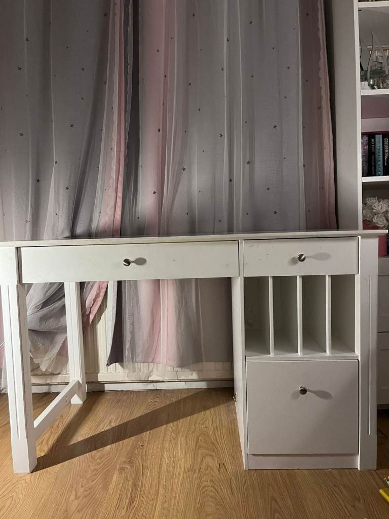 image for White wooden desk for study ikea