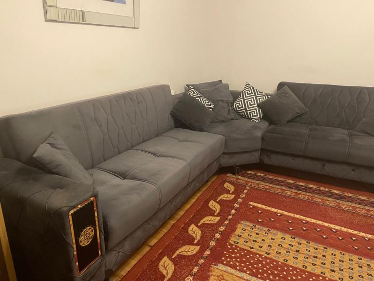 Cool Grey Corner Sofa