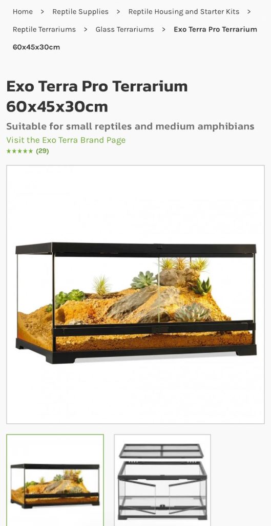Exo terra 60 x 45 x 30 (WxDxH) terrarium 