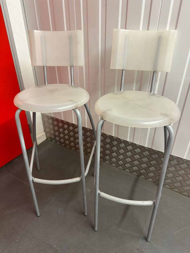 Pair of Ikea stackable White Kitchen Bar Stools