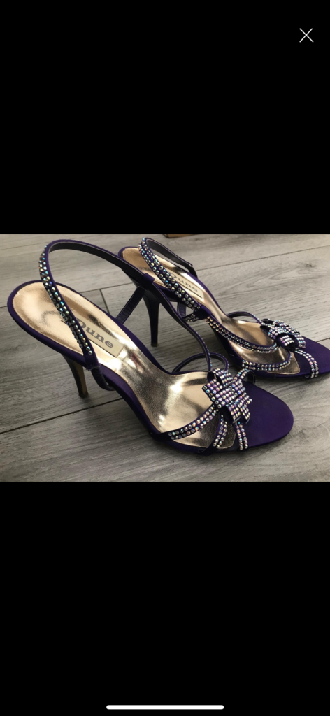 Size 5 purple embellished high heel sandals from Dune. 