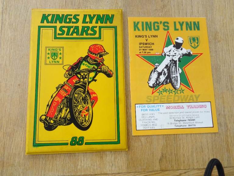 speedway . kings Lynn Stars 1988 program folder and 21st May 1988 program