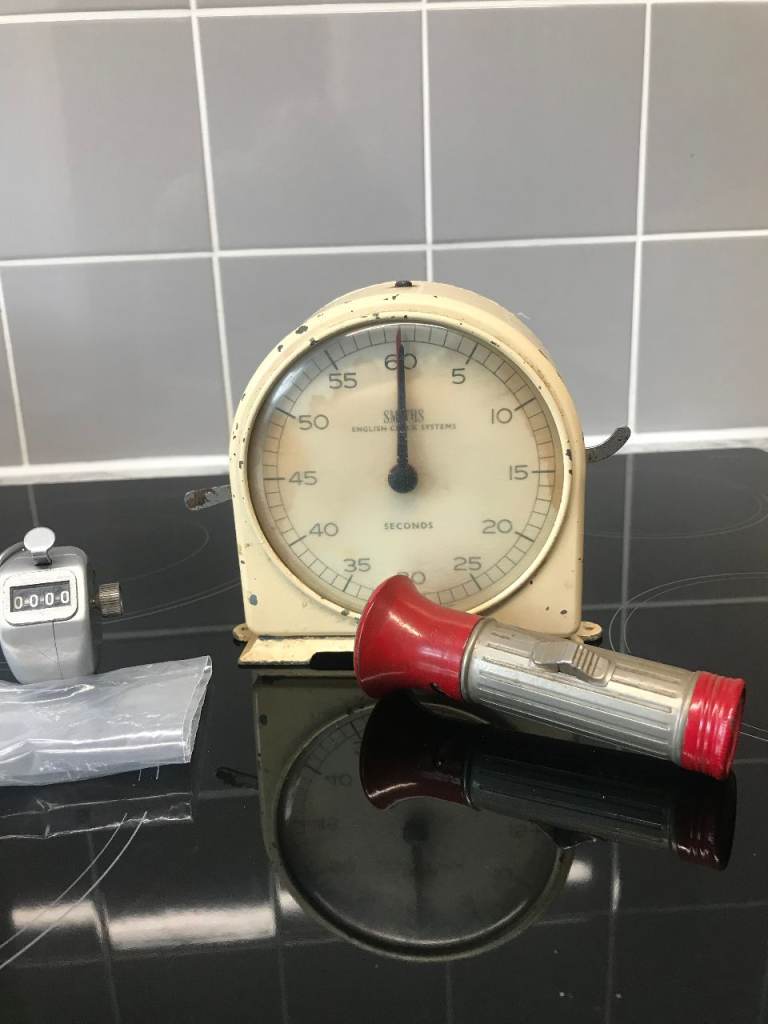 Smiths Seconds Timer / Veeder Tally Counter / Empire made Torch.