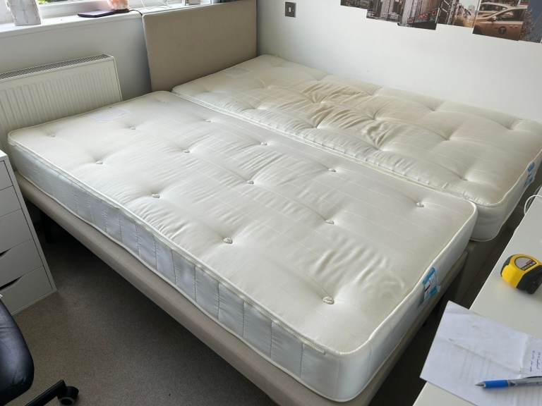 Single bed with pull-out second bed and two mattresses