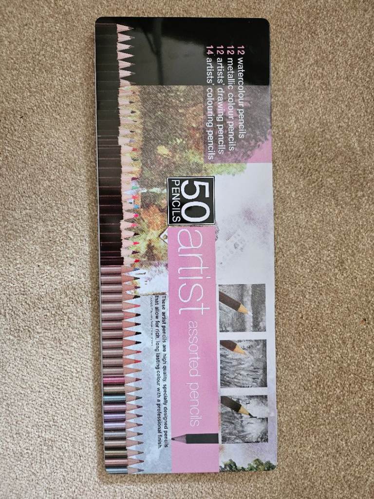 New 50 Artist Assorted Pencils Set – Watercolour, Metallic, Colouring