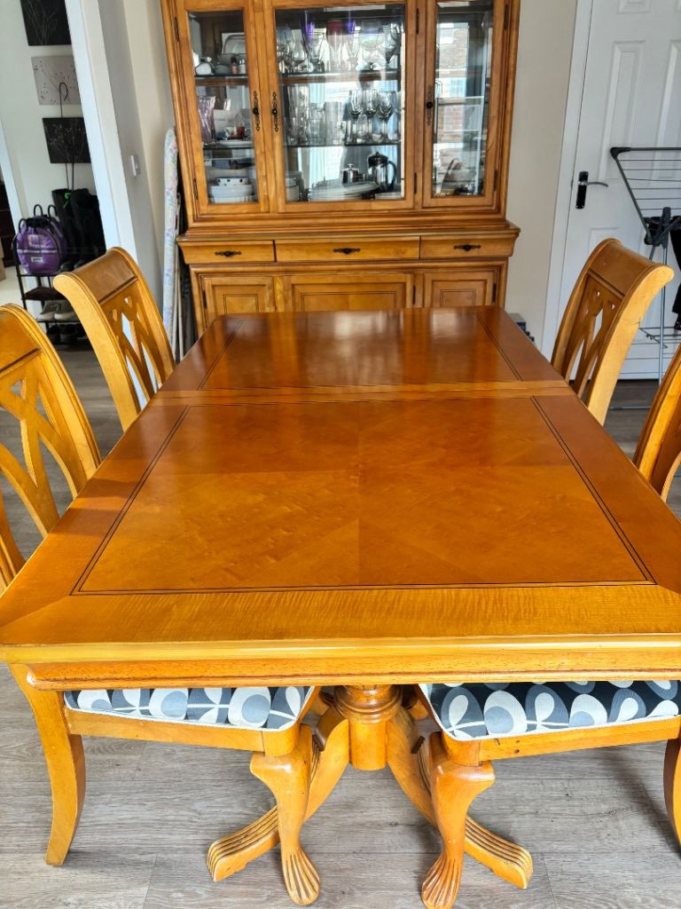 Rustic Wooden Dining Table with Four Chairs – Good Condition