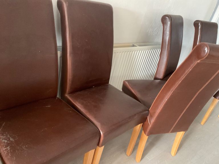 X6 Faux Leather Dining Chairs - Dark Brown 