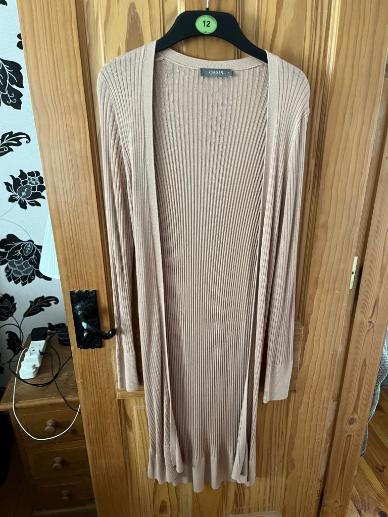 Oasis long nude cardigan size M 