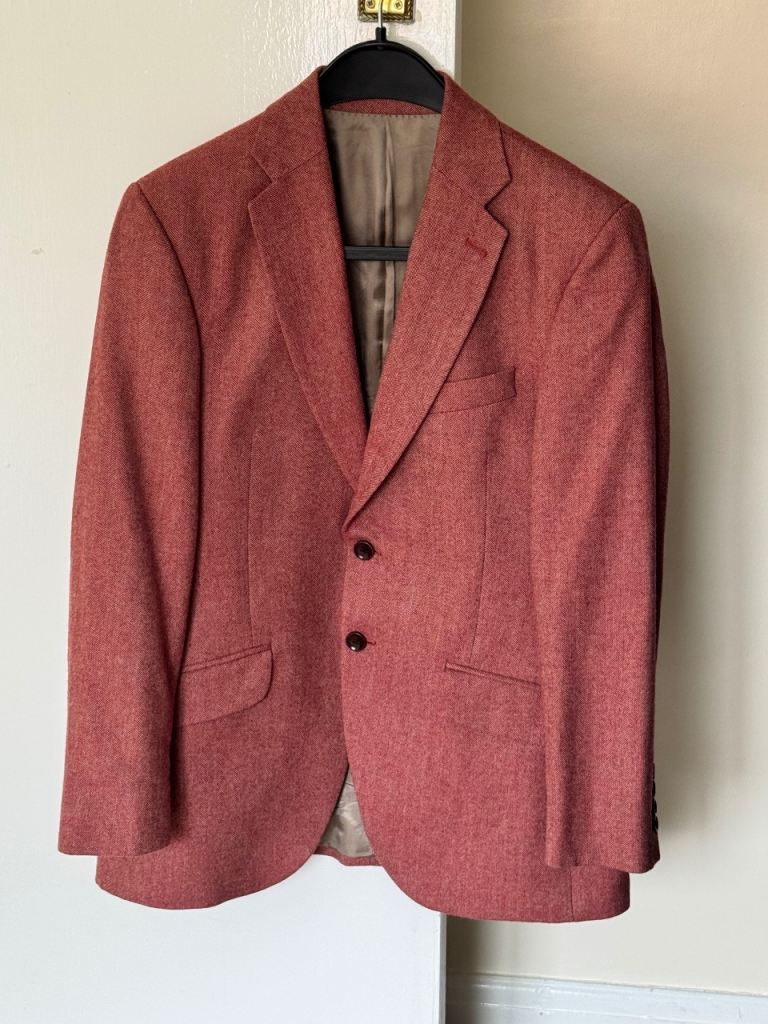 Charles Tyrwhitt Red Herringbone Slim Fit Jacket - Size 38S, Good Condition