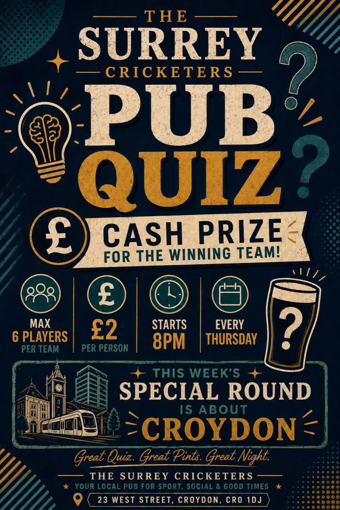 The Surrey Cricketers Quiz Thursday 8pm