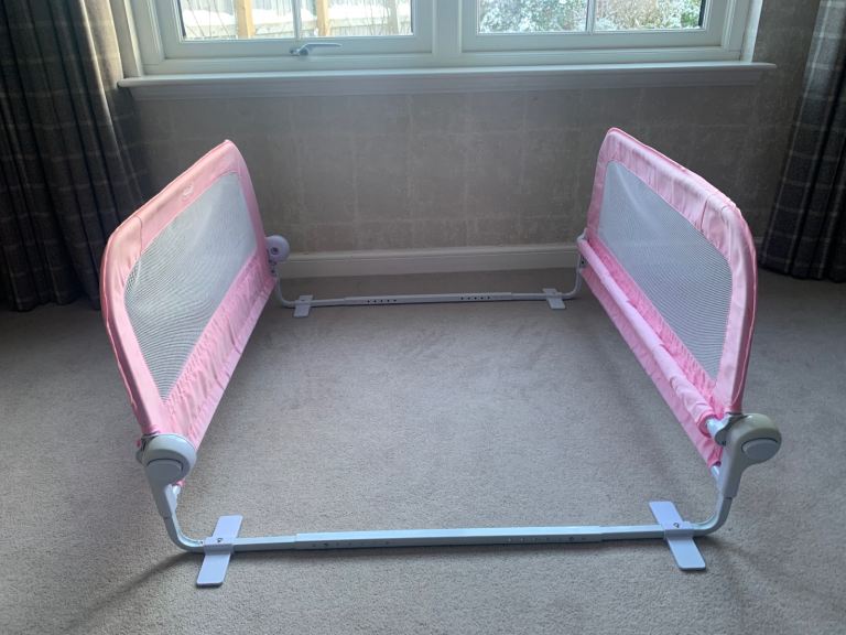 Pink adjustable single bed guards