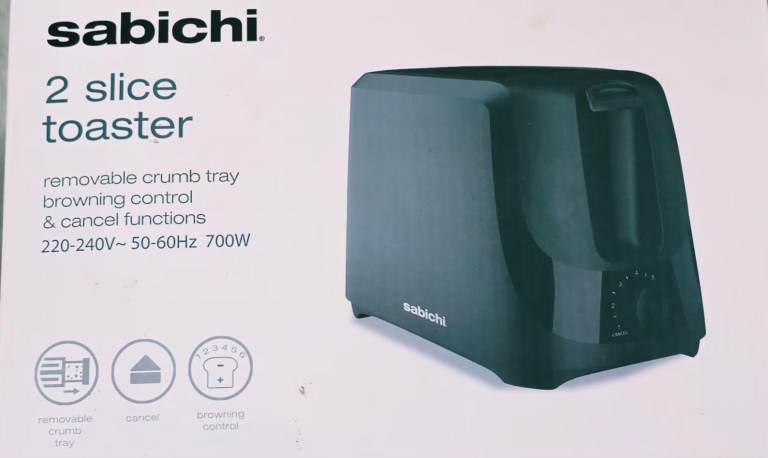 Sabichi 2 Slice Toaster - Black, New in Box