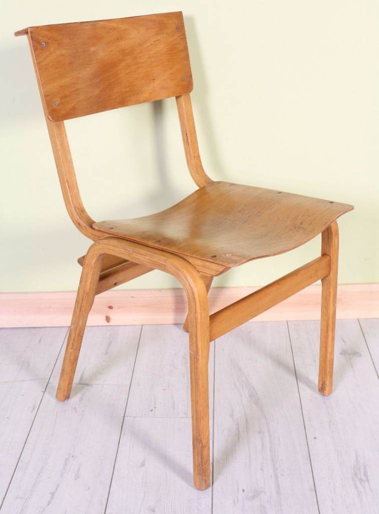 UK Delivery - Vintage Retro Church School Cafe Bar Restaurant Tecta Laminated Stacking Chairs 50s