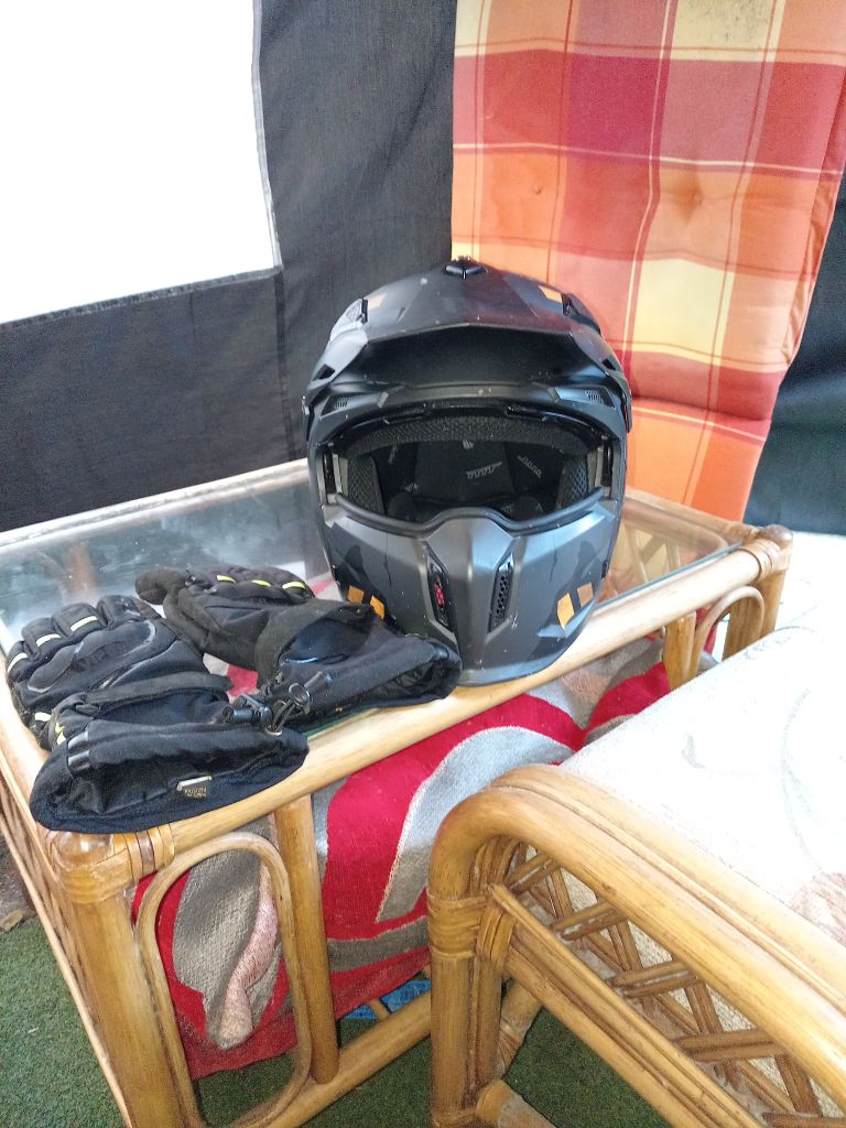 Motorcycle helmet, gloves for sale 