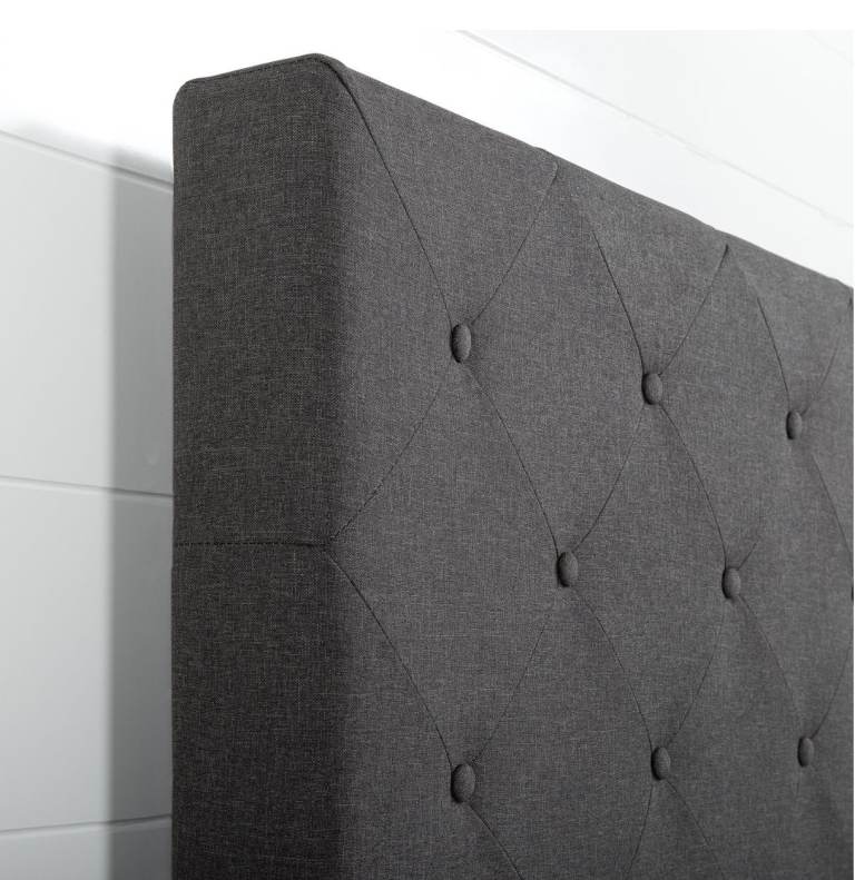 Double Bed Frame, Upholstered Platform Bed with Diamond Tufted Headboard