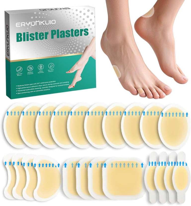 22Pcs Blister Plasters for Feet, Hydrocolloid, Waterproof Cushion Pads Gel Guard Pads for Heel