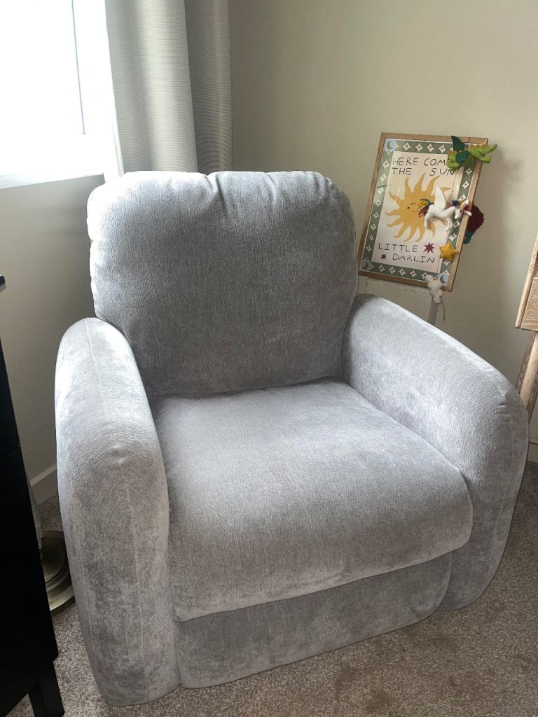 Chenille grey swivel rocker recliner nursing chair