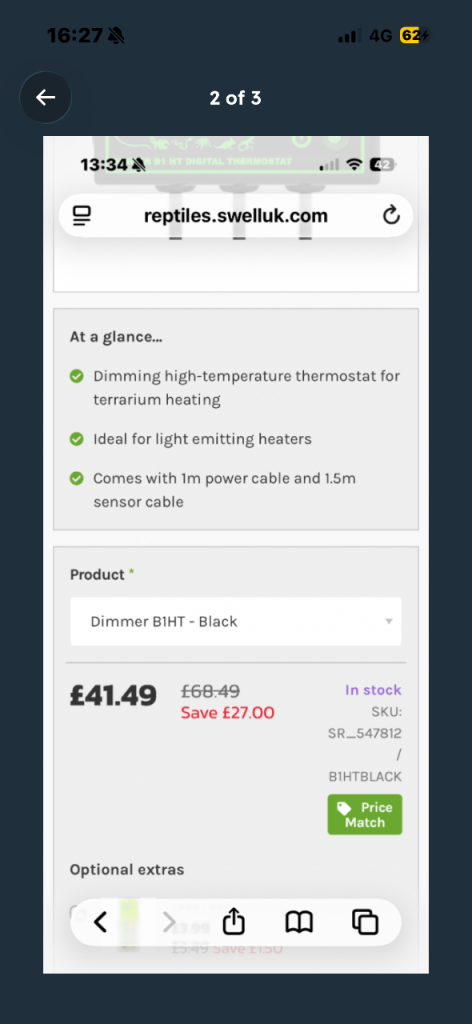 Reptile vivarium dimmer thermostat for snake corn snake  snake bearded dragon gecko lizard etc 