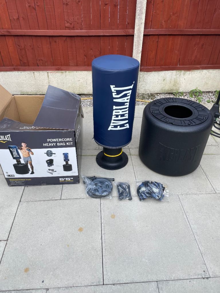 Everlast Powercore Heavy Bag Kit - Blue Boxing Punch Bag, NEW