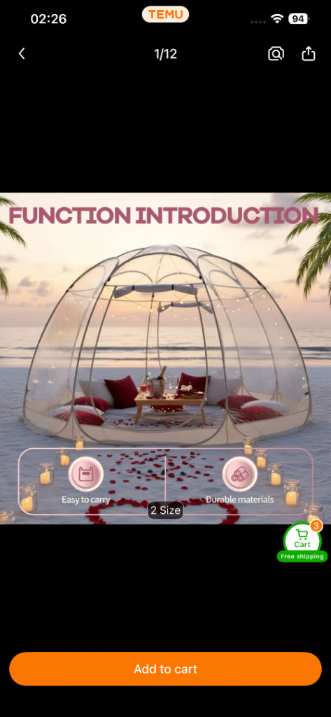Large bubble dome tent 