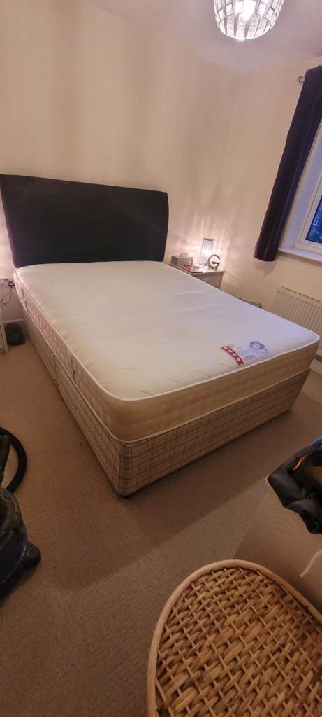 King Size Divan Bed with Headboard and Mattress – Storage Drawers