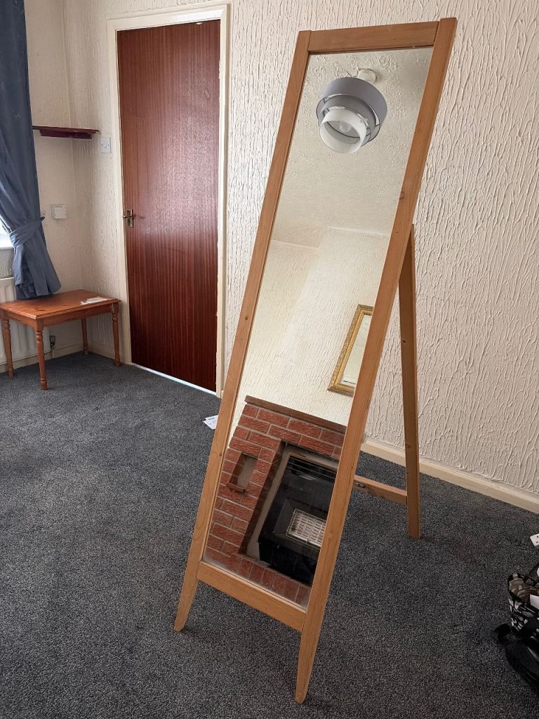 Large Free standing  pine mirror