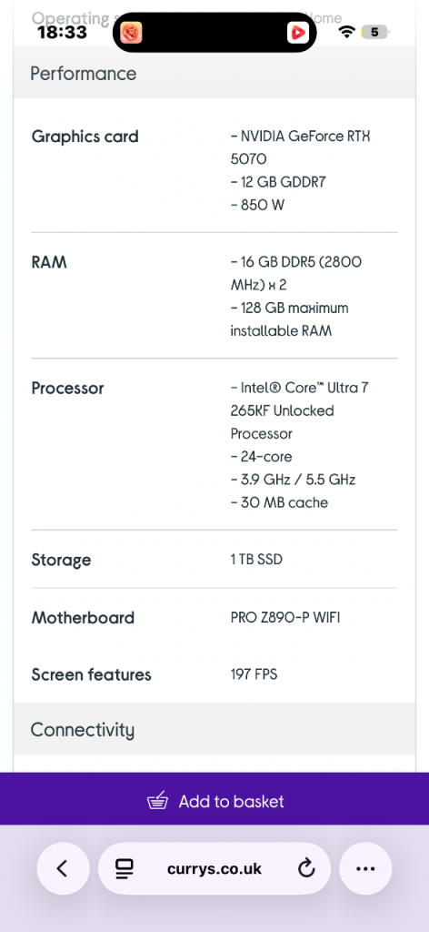 MSI MPG INFINITE X3 AI GAMING PC INTEL CORE ULTRA 7, RTX5070, 1TB SSD.