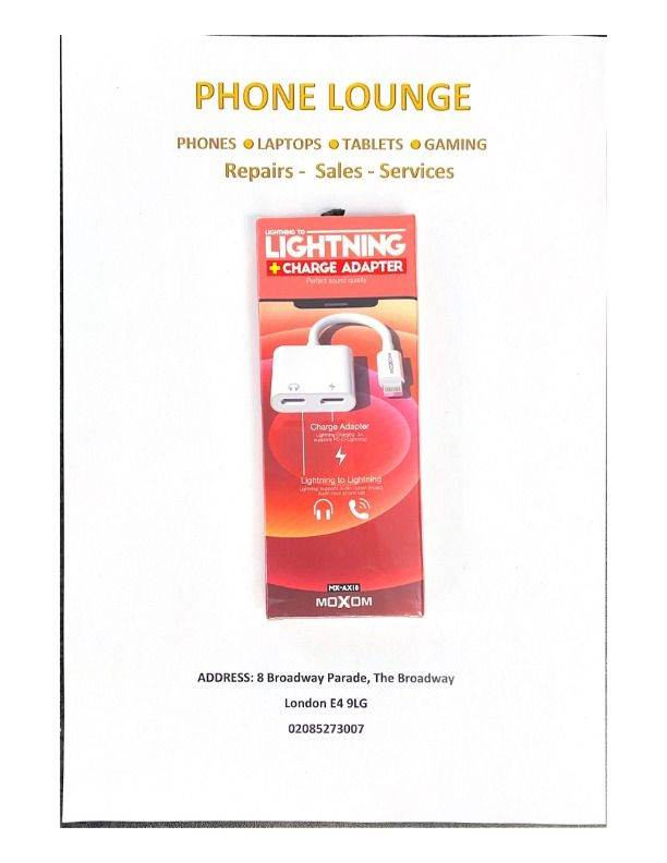 MoXom Lightning Splitter 2-in-1 Audio & Charger