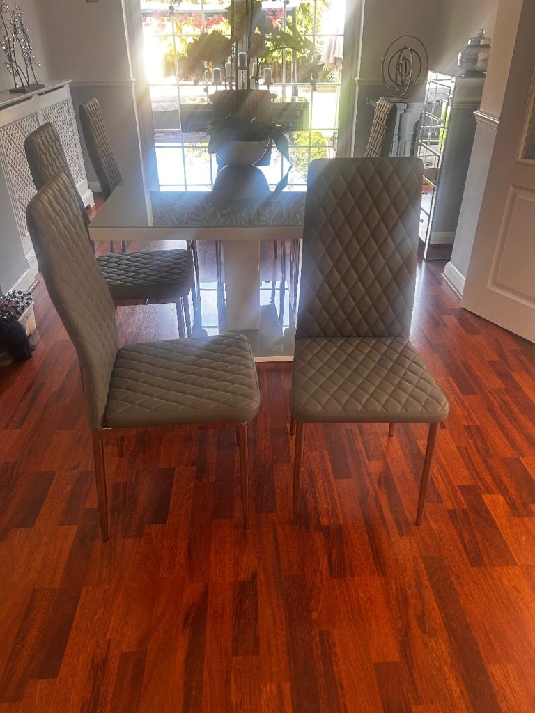 Pair of Modern Grey Dining Chairs – Good Condition