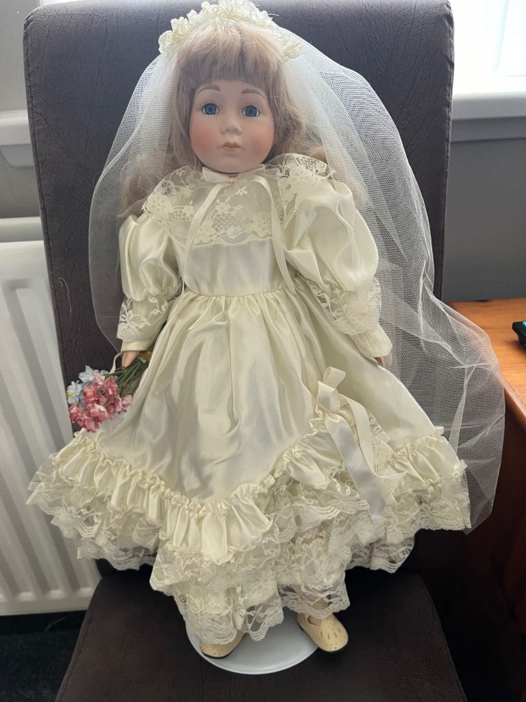 Porcelain doll in wedding dress