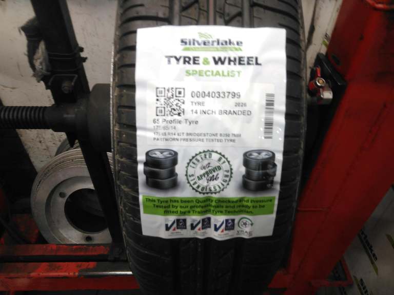 175 65 R14 82t Bridgestone B250 7mm Partworn Pressure Tested Tyre