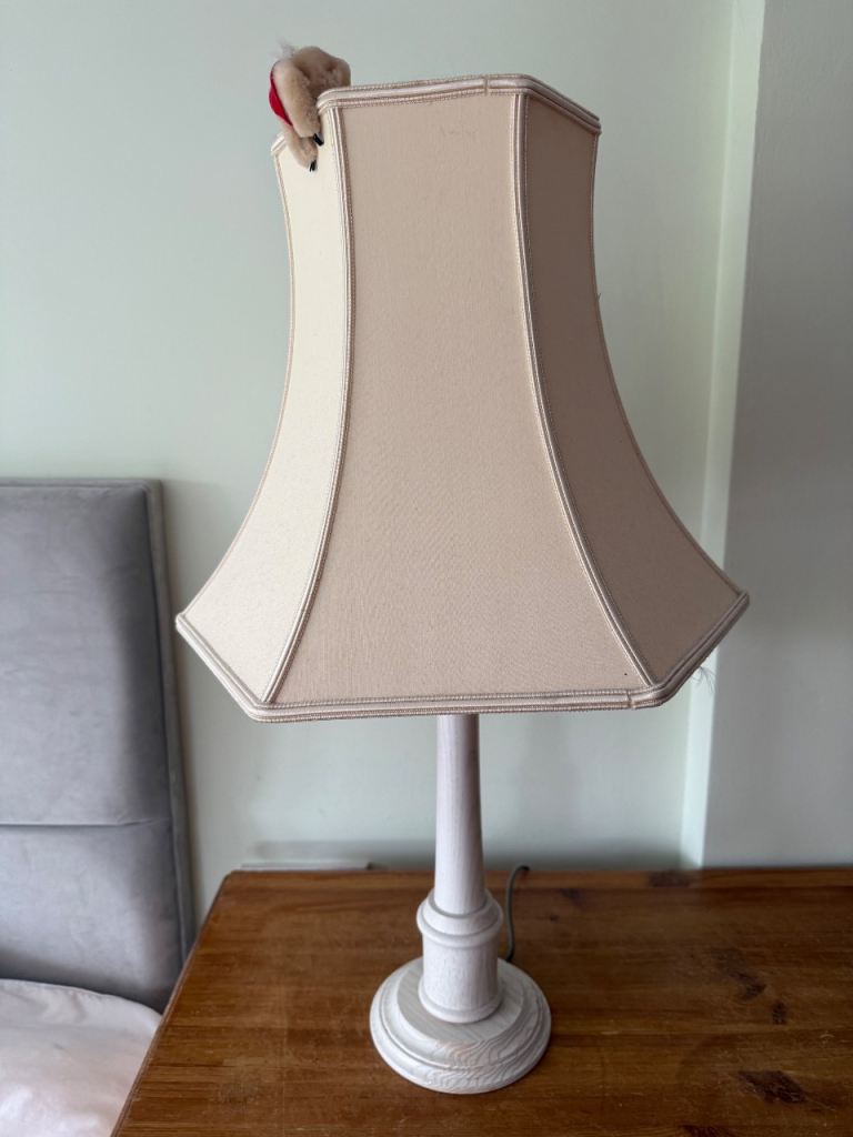 A matching pair of Cream Table Lamp with Scalloped Shade