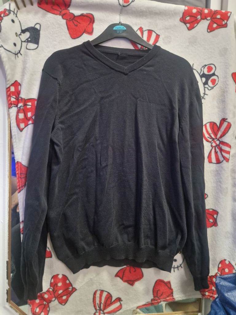 Black V-Neck Jumper - Size 17-18 Years, Good Condition